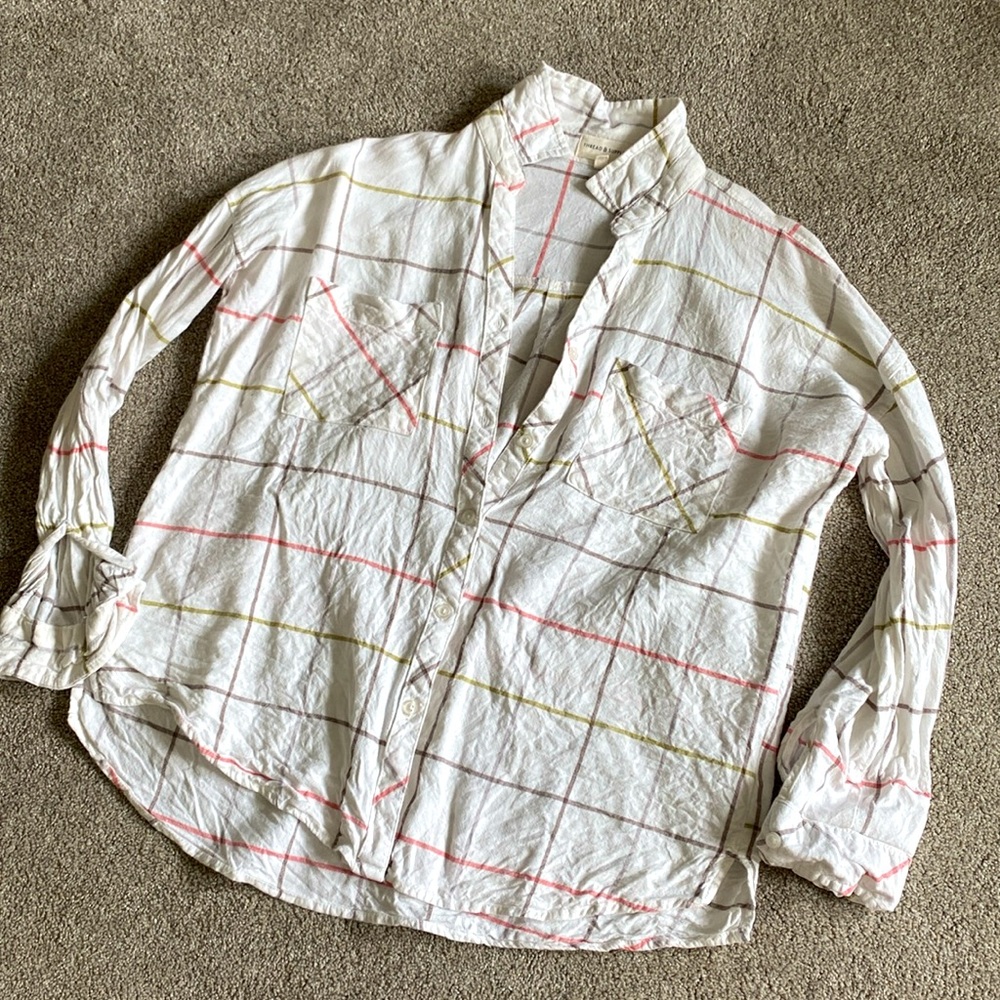 White linen, button-down shirt